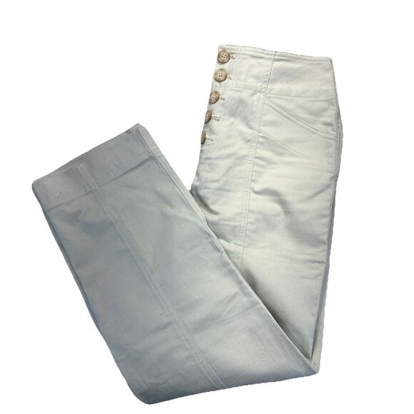 Club Monaco Women's Size 4 Mint Green High Rise Ankle Pant Cotton Stretch Button - Picture 12 of 12